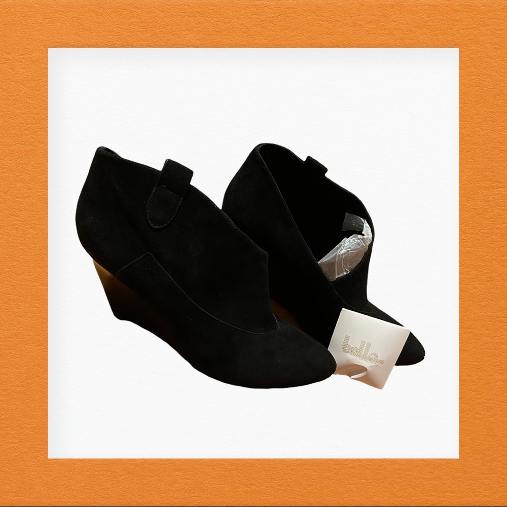 Belle Sigerson Morrison Ankle Boots 7.5 Finley Black  Wedge Asymmetric